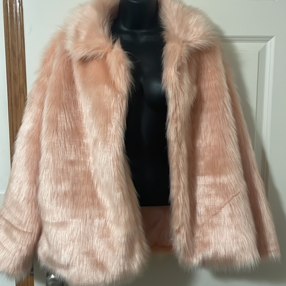 Fabulous pink faux fur coat